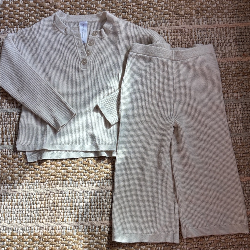 Modern Moments Cozy Cream Waffle Knit Set